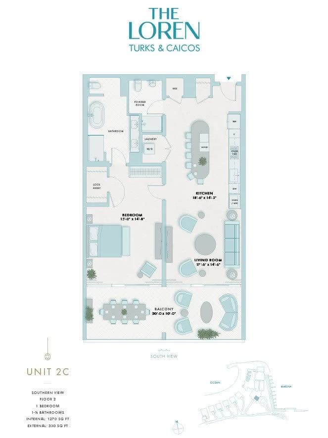 2C - 1BR Marina Front - The Loren at Turtle Cove - photo 14